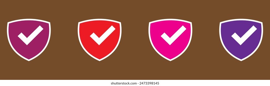 Blindaje con icono de marca de verificación. Logotipo de la marca de comprobación del blindaje. Protector aprobado sign.Strong protección tick shield. Marca aprobada.