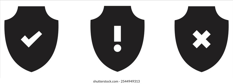 Escudo con icono de marca de verificación. Logotipo de la marca de verificación del escudo. Signo de aprobación de protección. Protector fuerte de la garrapata.