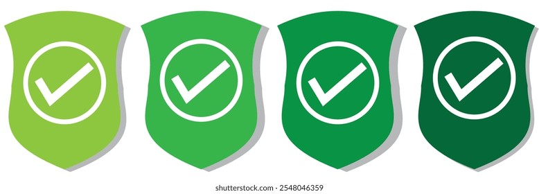 Shield with check mark icon. Shield check mark logo.