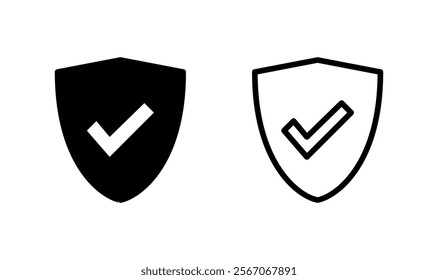 Shield check mark icon logo design. Protection approve sign. Insurance icon