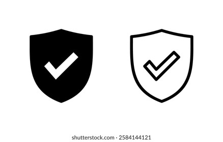 Shield check mark icon logo design. Protection approve sign. Insurance icon