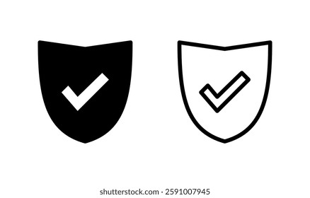 Shield check mark icon logo design. Protection approve sign. Insurance icon