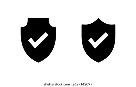 Shield check mark icon logo design. Protection approve sign. Insurance icon