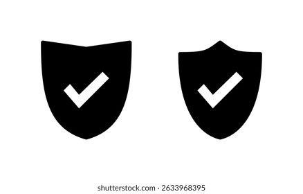 Diseño de logotipo de icono de marca de verificación de escudo. Signo de aprobación de protección. Icono de seguro