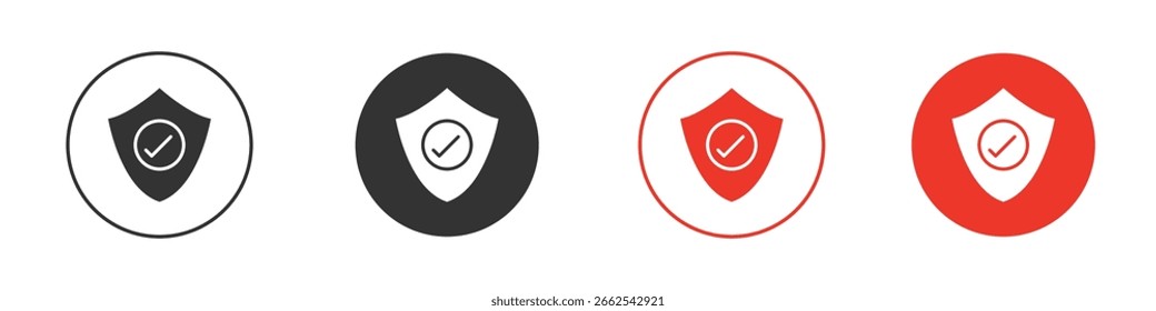 Schild-Häkchen-Symbol für Logo, Vektorzeichen-Symbol für Design