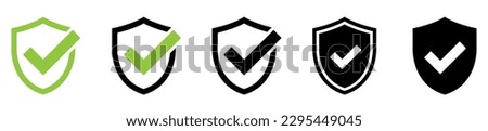 Shield with check mark icon. Shield check mark logo. Protection approve sign.Strong protection tick shield. Tick mark approved.