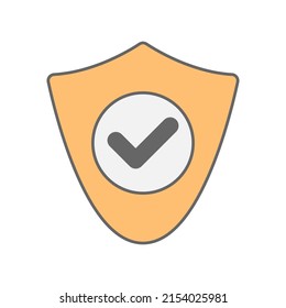Shield and check mark icon in minimal cartoon style
