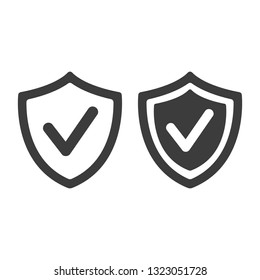 Shield with check mark icon on white background. Vector Illustration