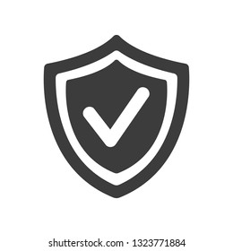 Shield with check mark icon on white background. Vector Illustration