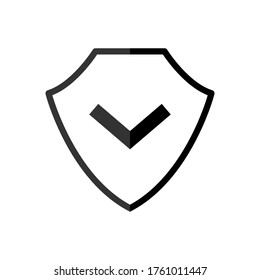 Shield and check mark icon on white background