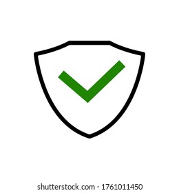 Shield and check mark icon on white background