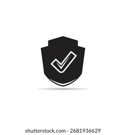 Escudo con icono de marca de verificación sobre fondo blanco