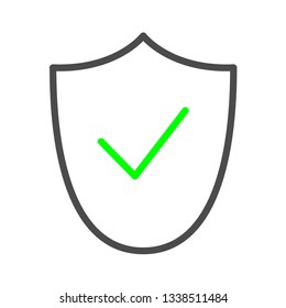 Shield and Check Mark Icon. Outline Vector Logo Template