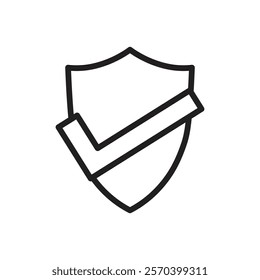 Shield check mark icon Outline thin set