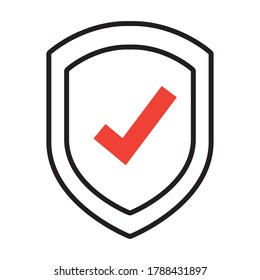 shield with check mark icon over white background, half line half color style, vector illustration
