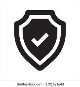 Shield check mark icon. Protection icon