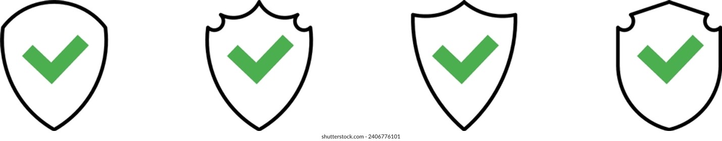 shield with check mark icon, protection verify icon sign