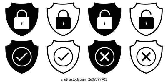 Shield check mark icon . Protection secure lock vector illustration.