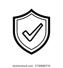 Icono de marca de verificación de escudo, signo de aprobación de protección. Vector seguro aislado