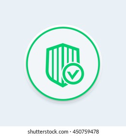Shield with check mark icon, secure, protected, security, vector illustration