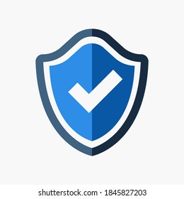 Shield with check mark icon. Security, reliability, protection, safety concepts. Flat design vector icon