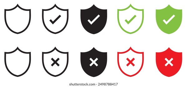 Symbol für Schild-Häkchen oder Symbol für Schutz des Sicherheitsschilds mit Häkchen. Isoliertes Element.