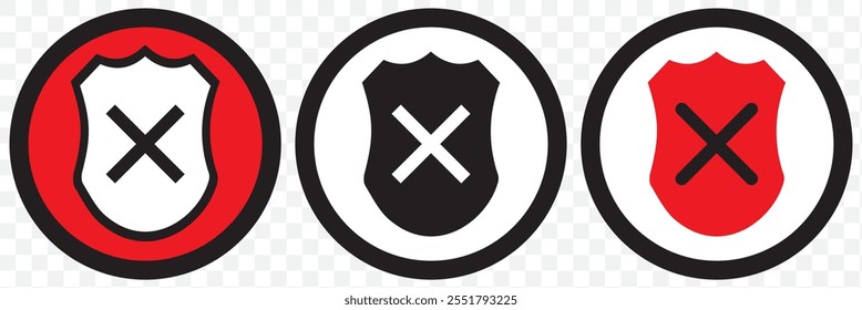 Shield check mark icon or security shield protection icon with tick symbol. Set of security shield icons, security shields logotypes with check mark. eps 10.
