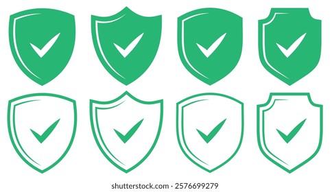 Shield check mark icon or security shield protection icon with tick symbol. Shield with check mark icon vector. eps 10.