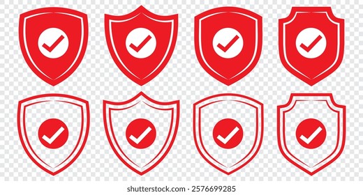 Shield check mark icon or security shield protection icon with tick symbol. Shield with check mark icon vector. eps 10.