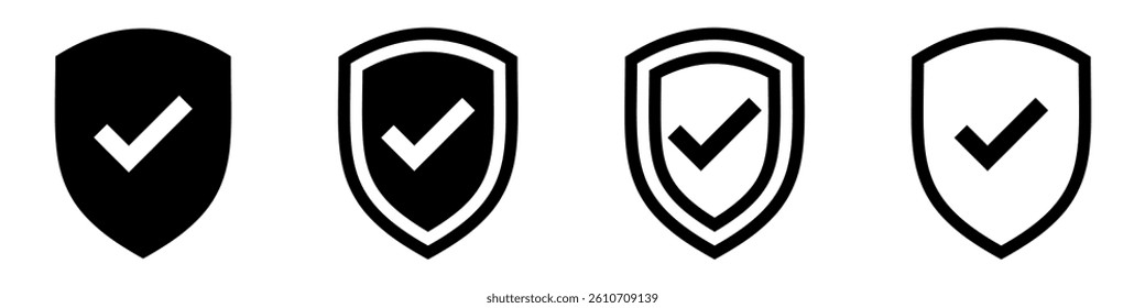 Shield check mark icon .Security sign.Security shield protection symbol.Vector	
