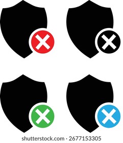 Shield check mark icon or security shield protection icon, shield security sign, editable stroke design elements,
