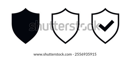 Shield check mark icon or security shield. Security shield symbols. Vector illustration.