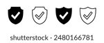 Shield check mark  icon set. Protection approve sign. Safe icon vector