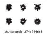 Shield with check mark Icon set for web and mobile apps. Vector illustration, eps10.