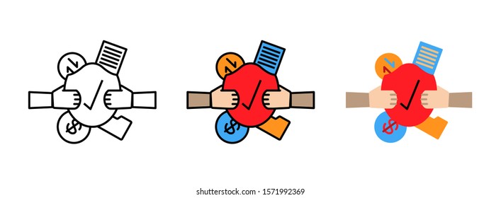 Shield and check mark icon set isolated on white background for web design ,Business Strategy Concept