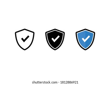 Shield Check Mark icon set, Shield Check Mark sign and symbol vector 