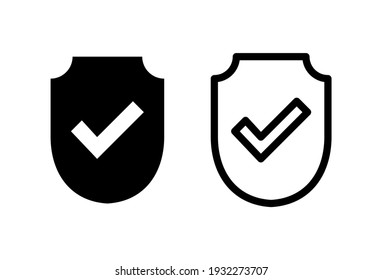 Shield check mark  icon set. Protection approve sign. Safe icon vector