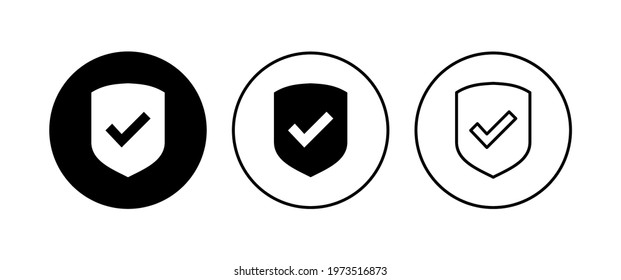 Shield Check Mark Icon Set Protection Stock Vector Royalty Free