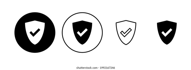 Shield check mark  icon set. Protection approve sign. Safe icon vector