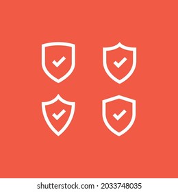 Shield check mark icon set. Vector illustration