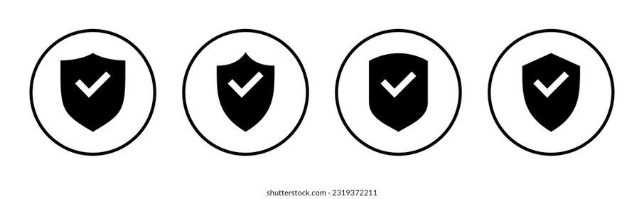 Shield check mark icon set illustration. Protection approve sign. Insurance icon