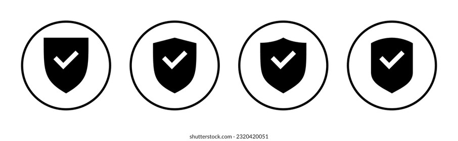 Shield check mark icon set illustration. Protection approve sign. Insurance icon