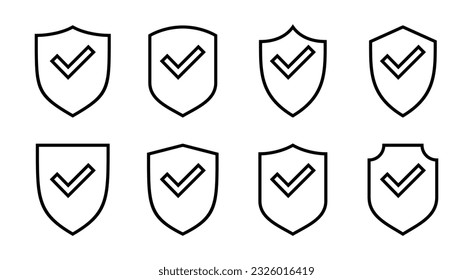 Shield check mark icon set illustration. Protection approve sign. Insurance icon