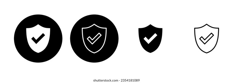 Shield check mark  icon set. Protection approve sign. Safe icon vector