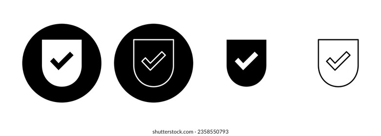 Shield check mark  icon set. Protection approve sign. Safe icon vector