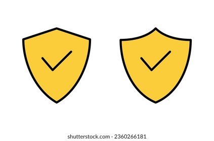 Marcar marca de protección conjunto de iconos para aplicaciones web y móviles. Signo de aprobación de protección. Icono de seguro