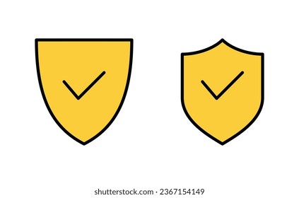 Shield check mark icon set for web and mobile app. Protection approve sign. Insurance icon