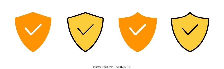 Schild Markierungssymbol für Web- und mobile App. Schutzzertifikat Versicherungssymbol