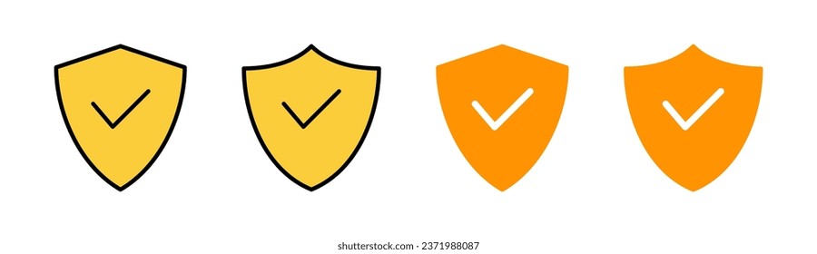 Schild Markierungssymbol für Web- und mobile App. Schutzzertifikat Versicherungssymbol