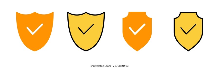 Marcar marca de protección conjunto de iconos para aplicaciones web y móviles. Signo de aprobación de protección. Icono de seguro